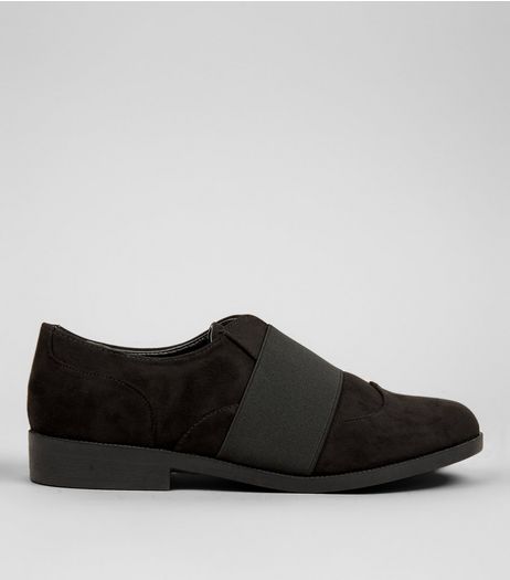 Black Suedette Elasticated Strap Top Shoes | New Look