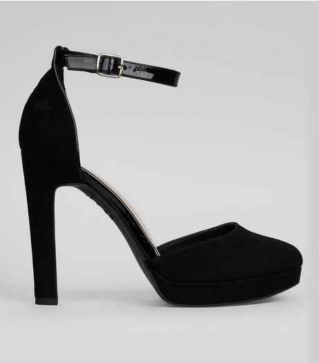 Wide Fit Black Comfort Platform Heels | New Look