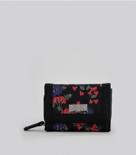 Black Small Floral Print Purse | New Look