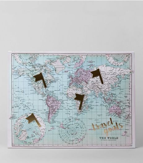 Pale Blue World Map Canvas | New Look