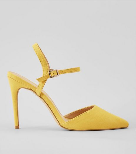 Yellow Ankle Strap Pointed Court Shoes | New Look