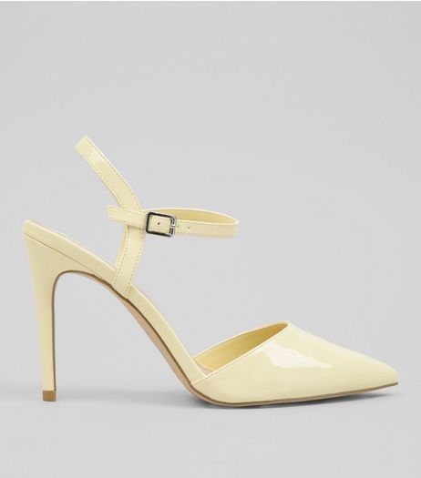 Yellow Patent Pointed Toe Court Shoes | New Look