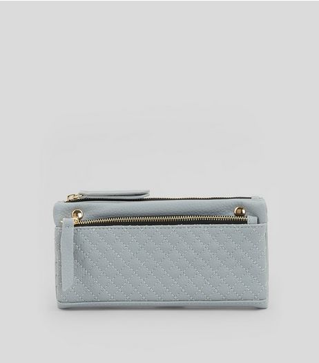 Pale Blue Quilted Slouchy Pocket Front Purse | New Look