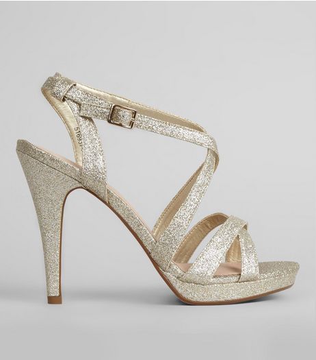 Gold Comfort Cross Strap Front Heels | New Look