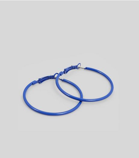 Neon Blue Hoop Earrings | New Look