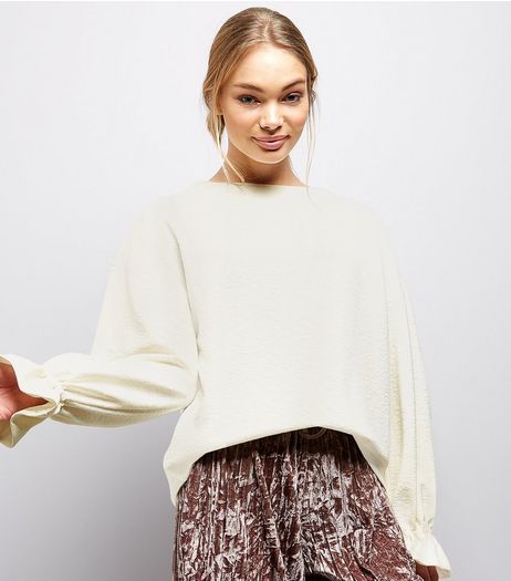 Cream Elasticated Cuff Long Sleeve Top | New Look