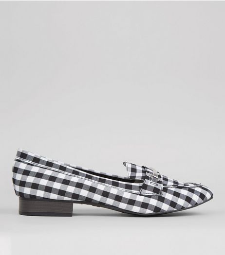 Black Gingham Loafers | New Look