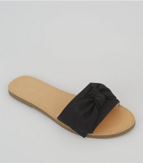 Black Bow Front Mules | New Look