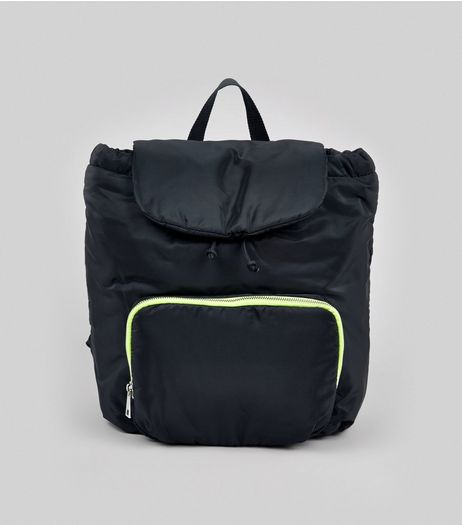 Black Neon Zip Backpack | New Look