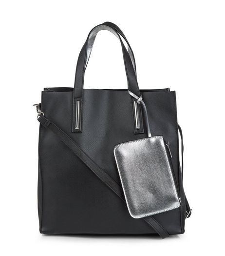Black Metallic Trim Tote Bag | New Look