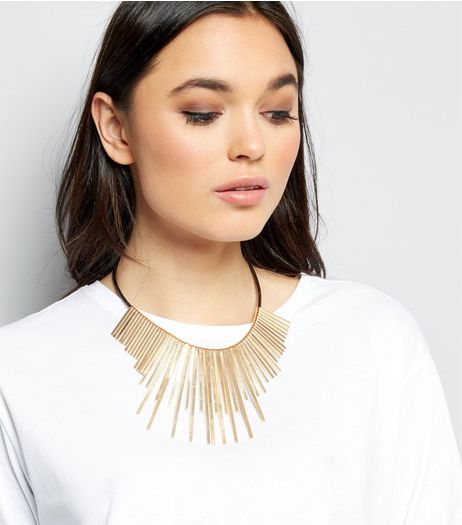 Gold Staggered Bar and Rope Necklace | New Look