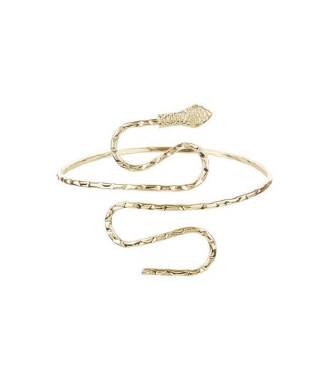 Gold Textured Snake Arm Cuff | New Look