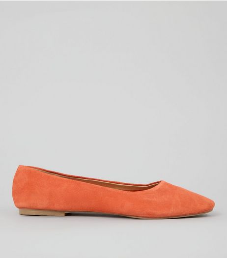 Orange Suede Square Toe Pumps | New Look