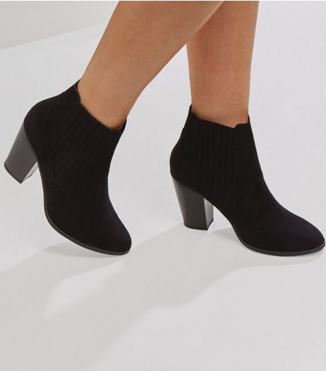 Wide Fit Black Suedette Elasticated Side Boots | New Look