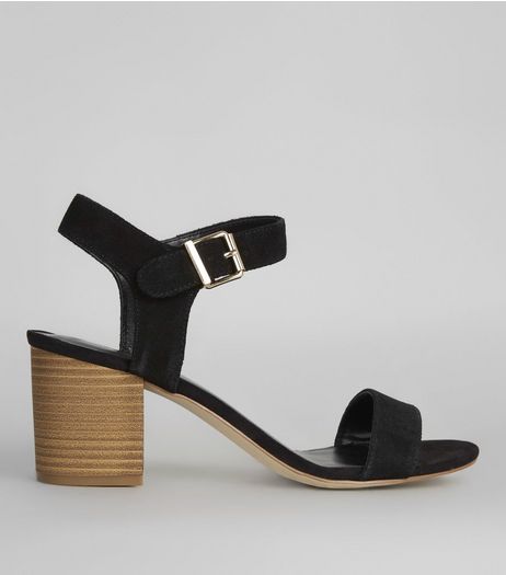 Black Suede Ankle Strap Heels | New Look