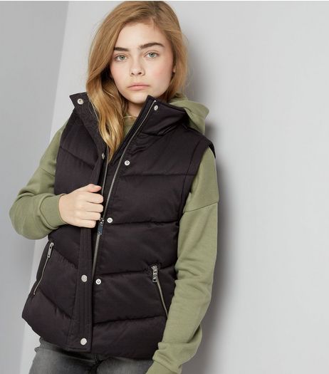 Teens White Padded Funnel Neck Gilet | New Look