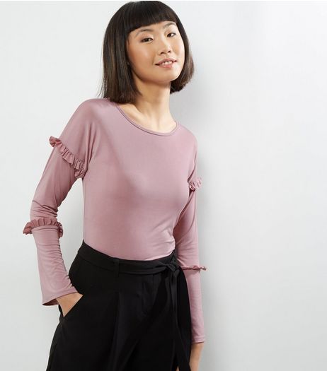 Carpe Diem Purple Frill Trim Long Sleeve Top | New Look