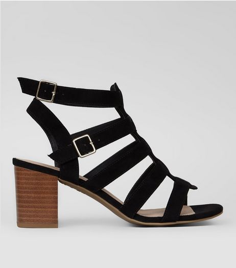 Black Comfort Suedette Gladiator Sandals | New Look
