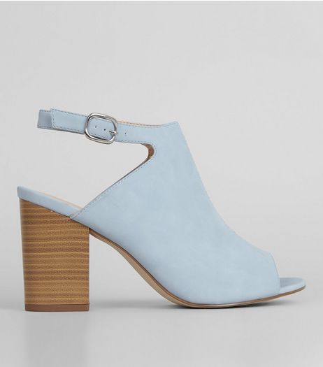 Blue Suedette Peep Toe Heeled Sandals | New Look
