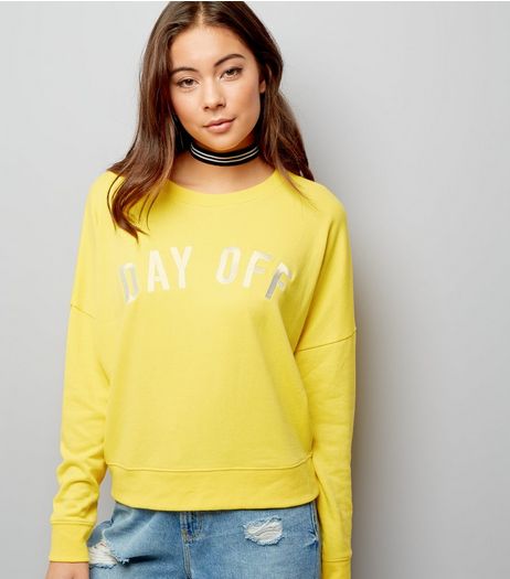 Yellow Day Off Embroidered Sweater | New Look