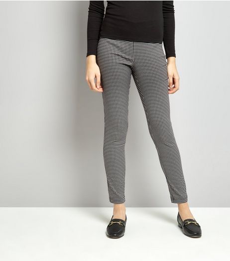 Black Gingham Bengaline Trousers | New Look