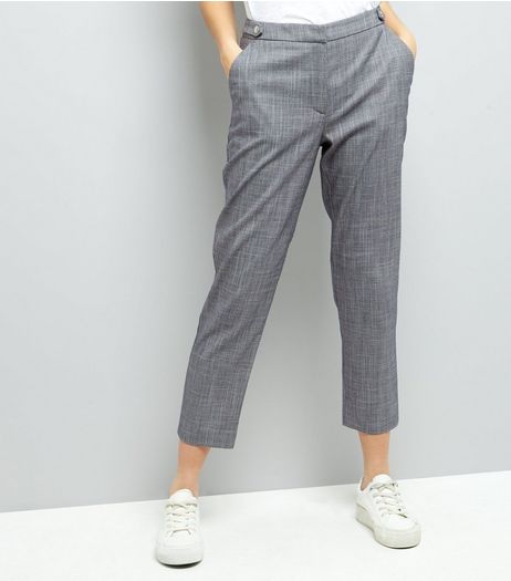 Pale Blue Popper Detail Tailored Trousers | New Look