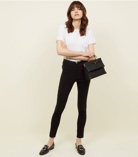 Black Slim Leg Bengaline Trousers | New Look