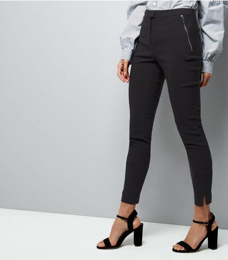 Black Zip Pocket Bengaline Trousers | New Look