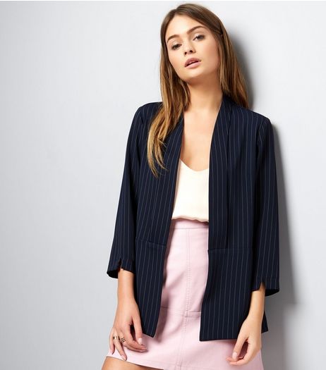 Navy Pinstripe Jacket | New Look