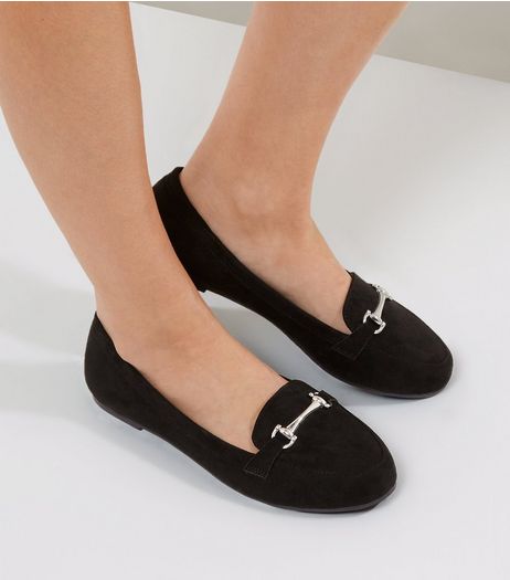 Wide Fit Black Suedette Snaffle Loafers | New Look