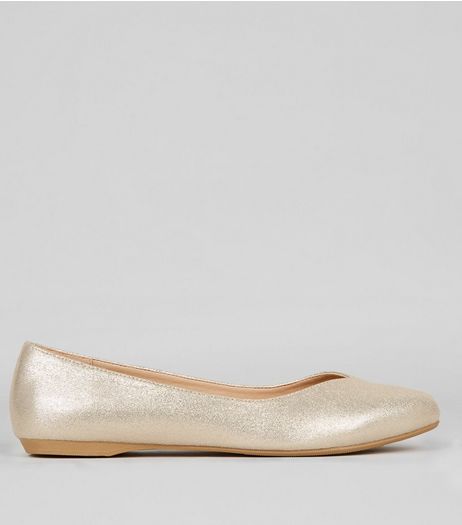 Wide Fit Gold Glitter Pumps | New Look
