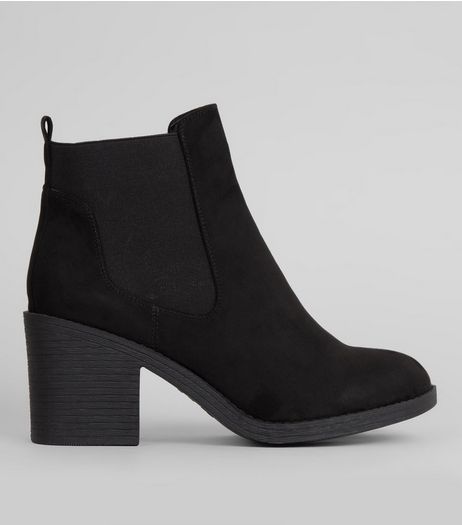 Wide Fit Black Elasticated Side Chelsea Boots | New Look