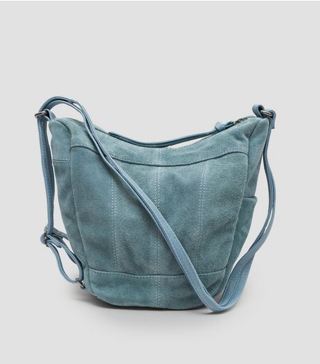 Blue Suede Hobo Backpack | New Look