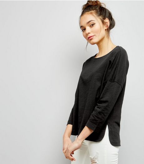 Black 3/4 Sleeve Top | New Look