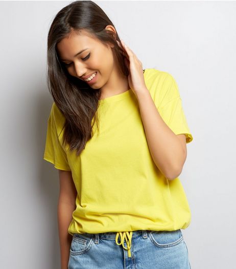 Yellow Drawstring Hem T-Shirt | New Look