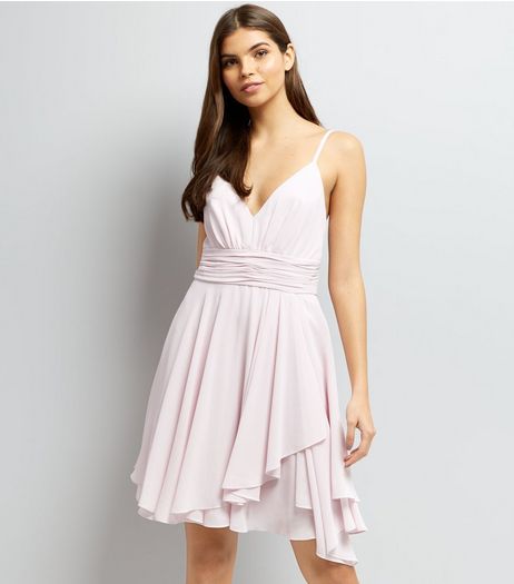 Light Purple Asymmetric Hem Chiffon Prom Dress | New Look