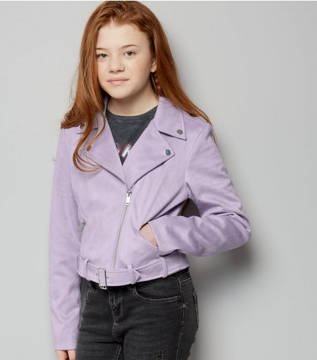 Lilac Suedette Biker Jacket | New Look