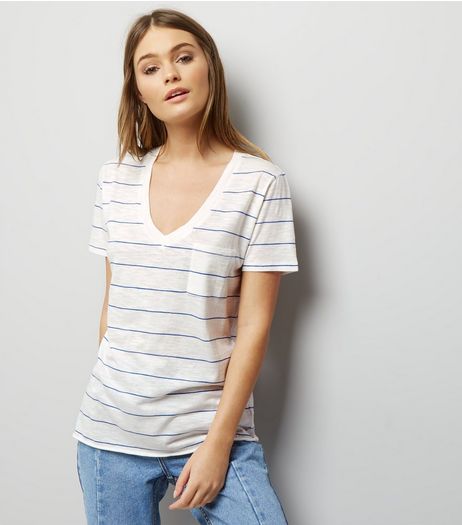 White Organic Cotton Stripe T-Shirt | New Look