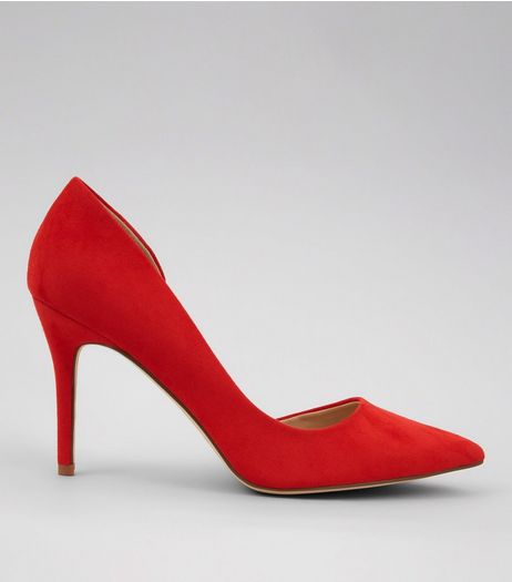 Red Suedette Pointed Heels | New Look