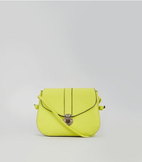 Neon Green Mini Saddle Bag | New Look
