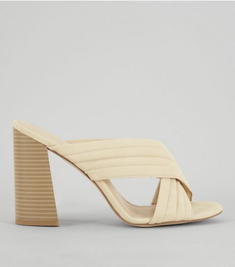Mink Cross Strap Block Heeled Mules | New Look