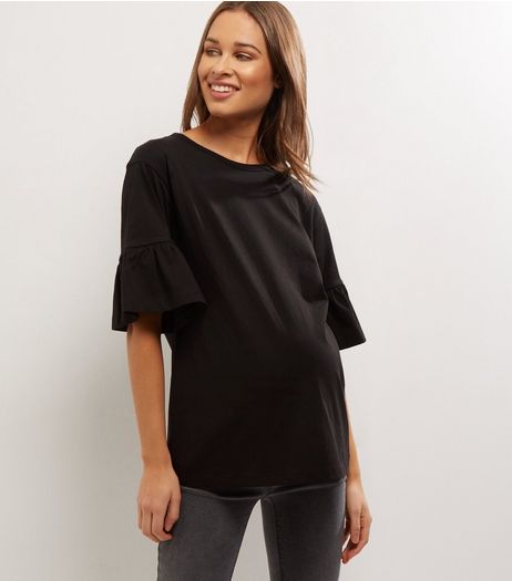 Maternity Black Bell Sleeve Top | New Look