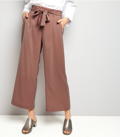 Tall Pink Tie Waist Cropped Trousers | New Look