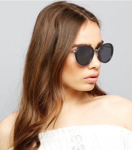 Black Round Lense Sunglasses | New Look