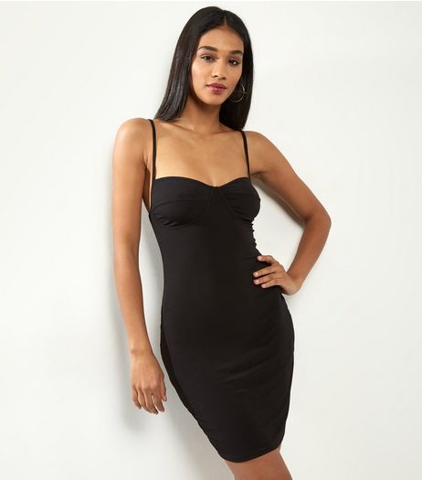 Motel Black Strappy Bodycon Dress | New Look