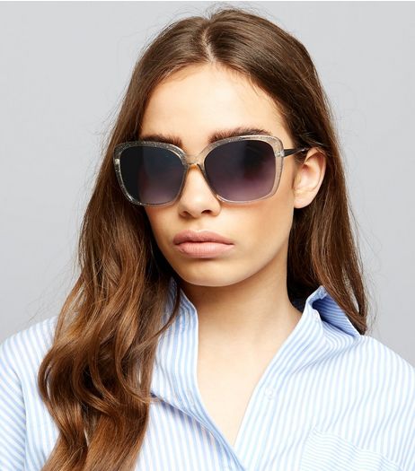 Gold Glitter Oversized Sunglasses | New Look