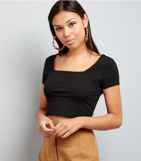 Black Square Neck Crop Top | New Look