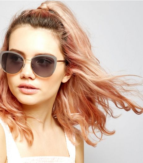 Mink Matte Frame Metal Trim Sunglasses | New Look