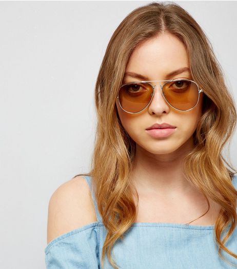 Brown Lens Pilot Glasses | New Look