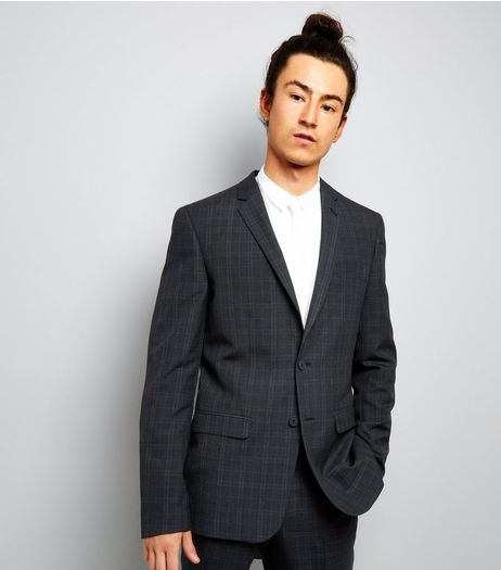 Navy Check Suit Jacket | New Look